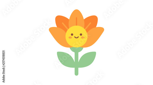 Cute Cartoon Flower Isolated Transparent Background