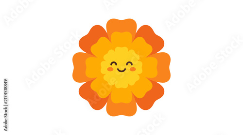 Cute Kawaii Flower Character Smiling Isolated Transparent Background