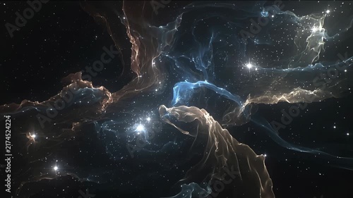Mesmerizing cosmic nebula with swirling vibrant gases and glowing stardust in deep space