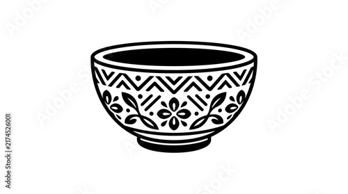Decorative ceramic bowl with floral and geometric patterns.