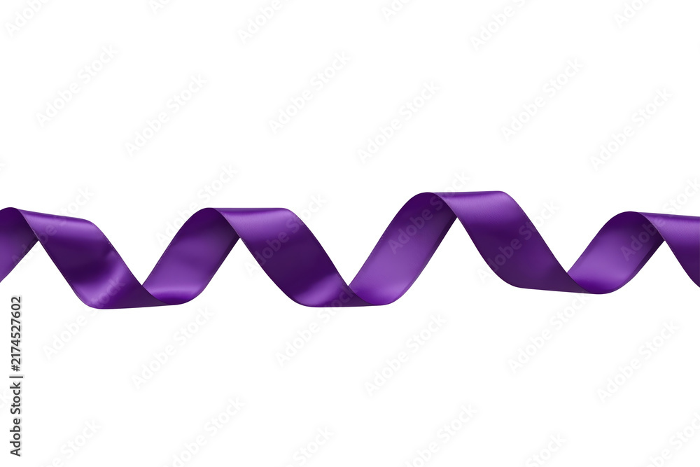 Naklejka premium Long wavy purple satin ribbon streamer