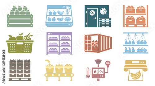 Various supermarket shopping cart icons.