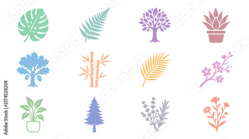 Collection of various plant species icons.