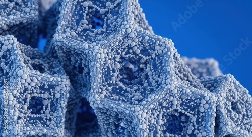 Plakat w ramie Complex Geometric Lattice Structure Against Blue Sky.
