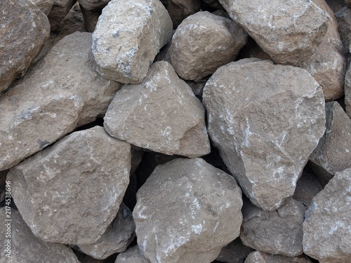 Cuadro en lienzo Natural gray stone pile formed by heavy earth moving machinery during road const