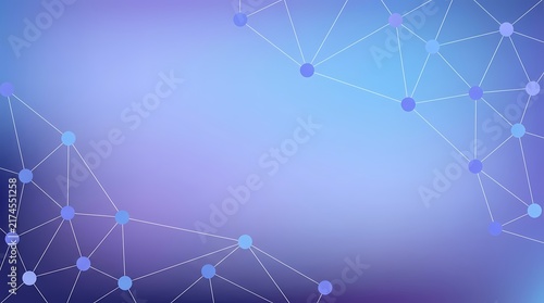 Abstract blue and purple network connection background with glowing nodes and lines.