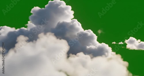 Moving clouds motion graphic effects on green screen background. Cloud green screen stock video, cloud zoom shoot Transition green screen video. flying clouds green screen, Moving white clouds. 4K