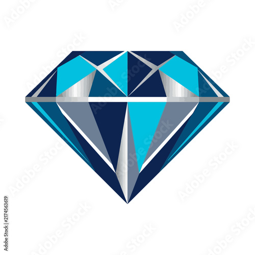 Blue Diamond Jewel Gemstone Faceted Cut White Background