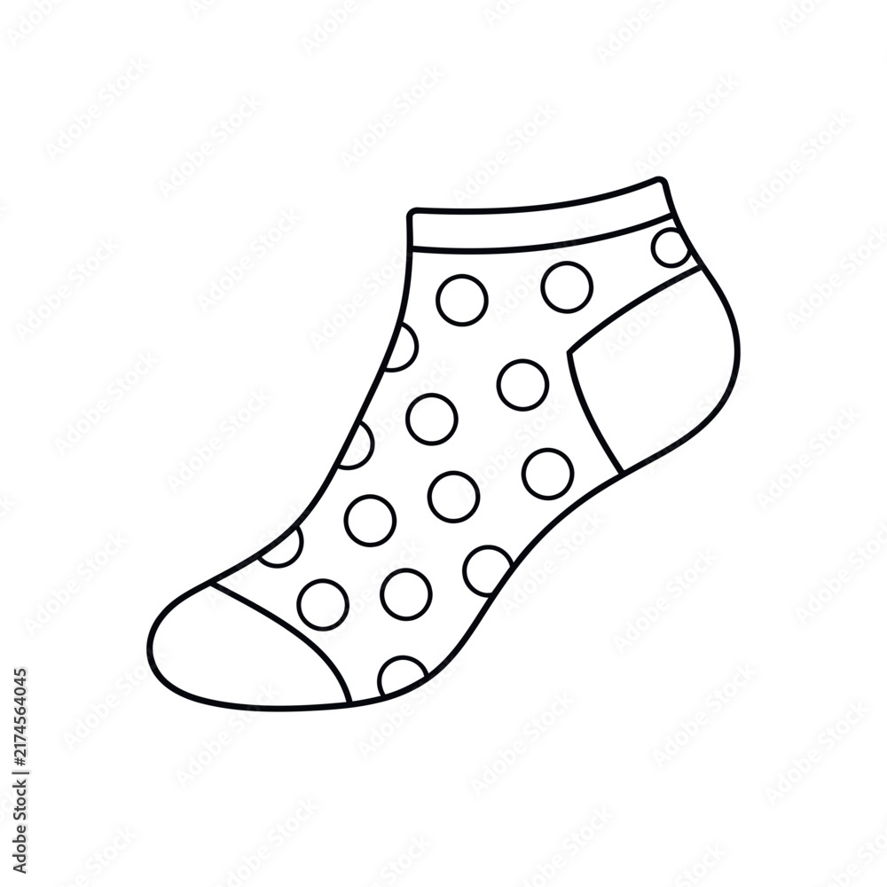 Fototapeta premium Outline of a polka dot sock