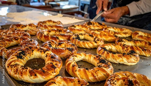 Various photographs showing the making of 'Beypazarı Kurusu', a bakery food, which is a local flavor unique to Ankara's Beypazarı district.