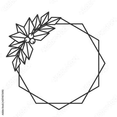 Geometric Frame with Holly Branch