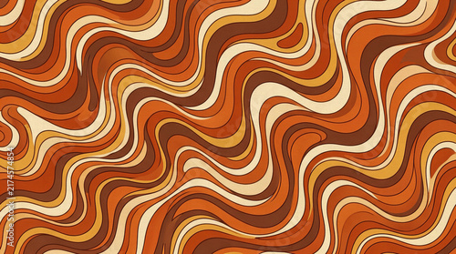 Retro Orange Brown Groovy Wavy Pattern Background
