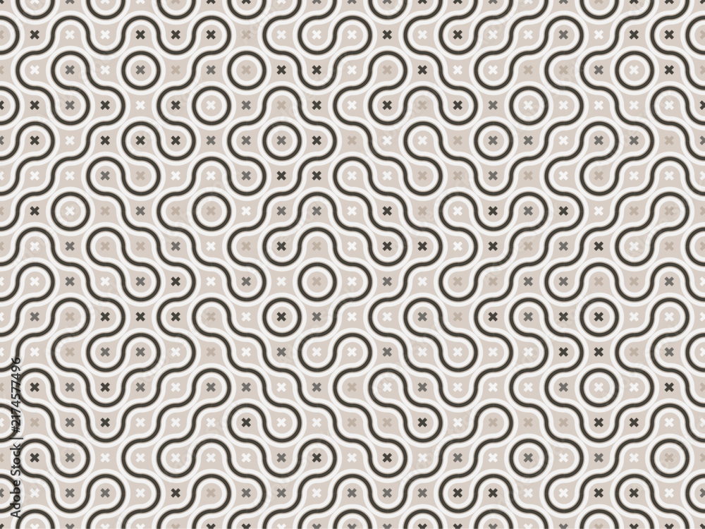 Fotografie Organic Loop Illusion Pattern, curved lines path, seamless vector background