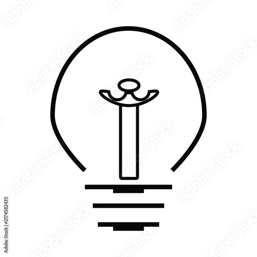 Konstfotografi Light Bulb Line Icon, Idea and Innovation Concept Vector Illustration