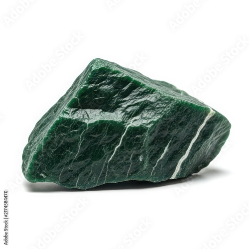 Dark green mineral stone with natural rough texture