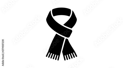 Black scarf symbol isolated on white background winter accessory icon