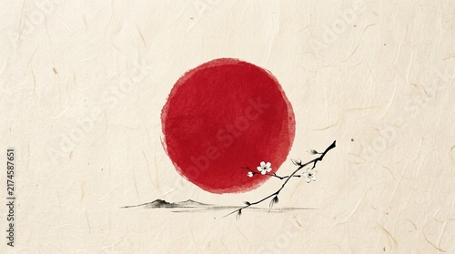 japan flag painted on old wood