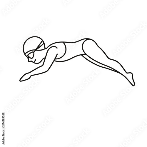 Swimmer in racing pose