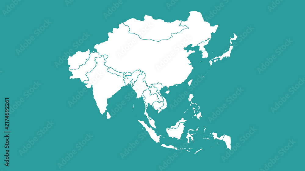 Fototapeta premium Illustrative map of asia
