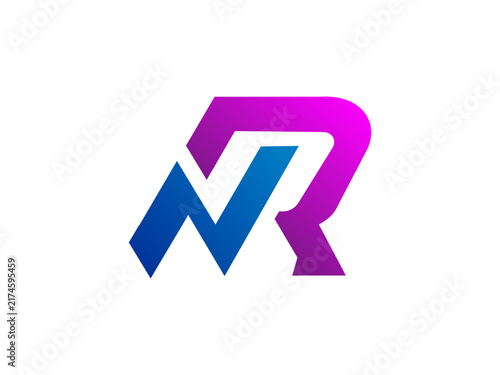 dynamic angular NR monogram logo modern interlock lettermar4k for sport and tech brand