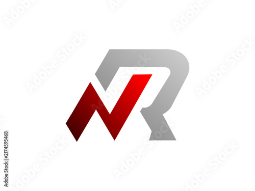 dynamic angular NR monogram logo modern interlock lettermar4k for sport and tech brand