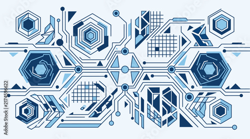 Abstract Geometric Technology Network Pattern Blue Digital Background