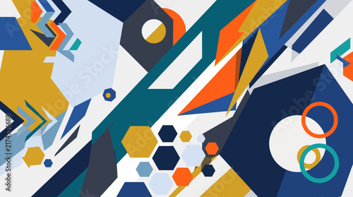 Modern Abstract Vector Illustration Featuring Vibrant Geometric Shapes and Lines