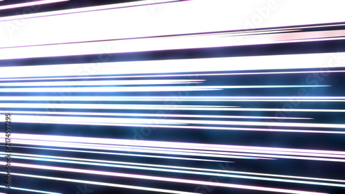 Canvastavla A dynamic and abstract composition featuring numerous horizontal light streaks i