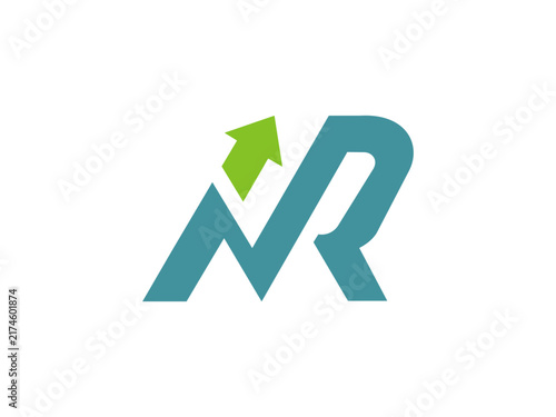 MR NR monogram logo with arrow geometric  growth lettermark for business & finance brand