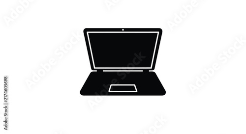 Laptop silhouette on a white background a simple digital representation