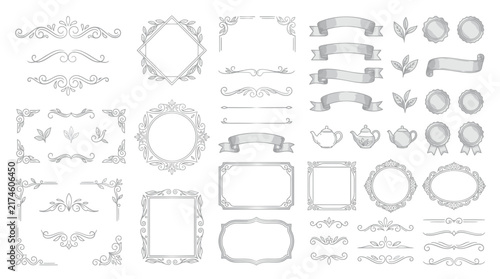 Elegant Ornamental Design Elements Collection - Frames, Ribbons, Borders