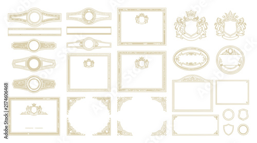 Elegant Ornate Decorative Borders, Frames and Emblems, Vector Set