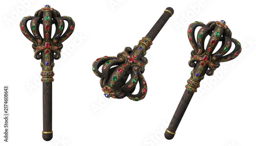 Ornate Royal Ceremonial Maces Decorated with Precious Gemstones