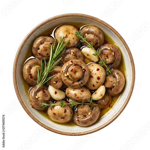 Marinated Mushroom Antipasto Isolated On Transparent Background