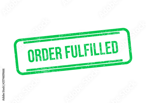 Фотография Green order fulfilled stamp with white text on transparent background isolated o