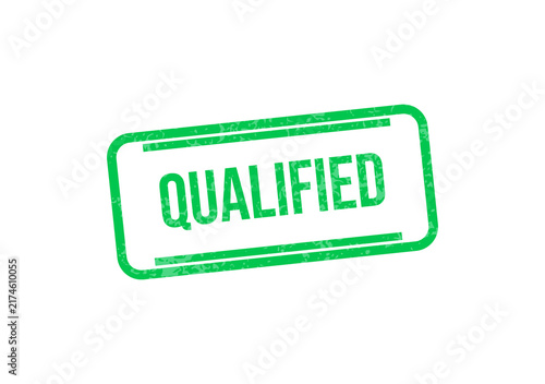 Obraz na plátně Green qualified approval stamp with white text isolated on transparent backgroun