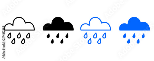 Quadro su tela Modern Minimal Rain Cloud Icon Sheet