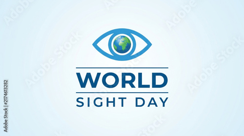 World sight day awareness banner with eye and globe icon