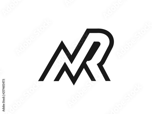 line MR NR monogram logo with arrow geometric lettermark for business brand