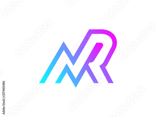 line MR NR monogram logo with arrow geometric lettermark for business brand