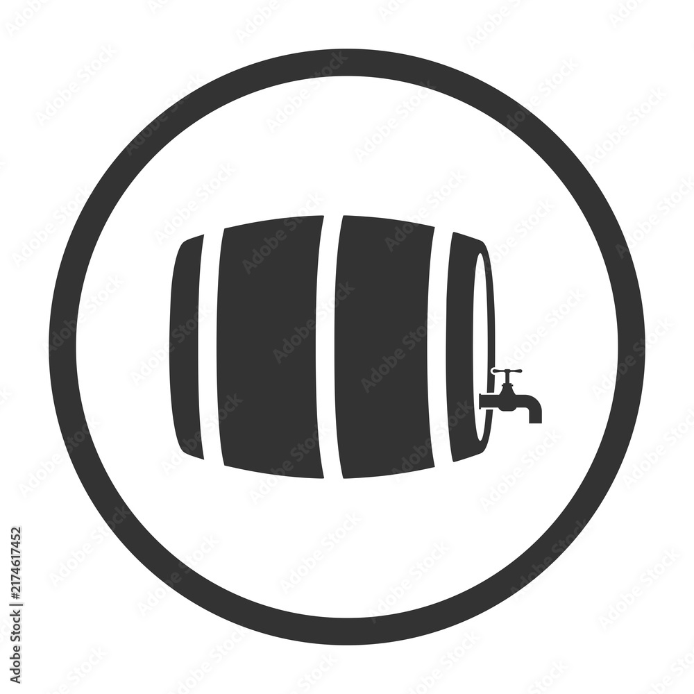 Naklejka premium Beer wood barrel icon isolated on transparent background