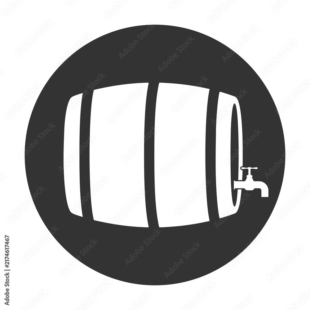 Naklejka premium Beer wood barrel icon isolated on transparent background