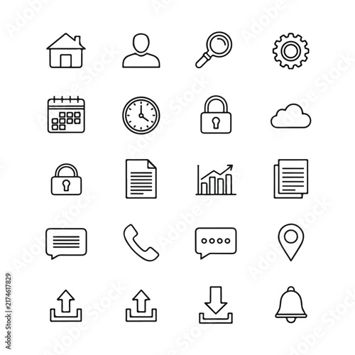 Business Web Icons Set for Digital Interface Design