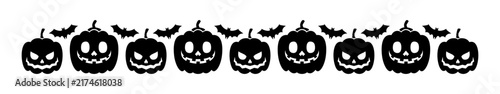 Cute Halloween Jack O Lantern Pumpkin Faces Decorative Border