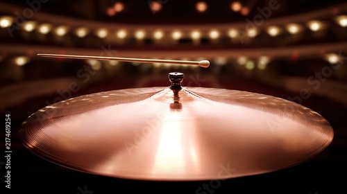 timpani. Close-up of a timpani drumhead with a drumstick poised just above its center. event programs, museum guides, designed for cultural heritage projects and event programs, preserves heritage.