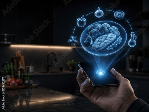 AI Meal Planning Assistant Above Smartphone