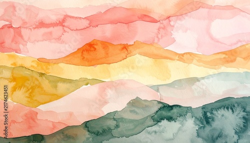 Soft pastel watercolor waves Background.