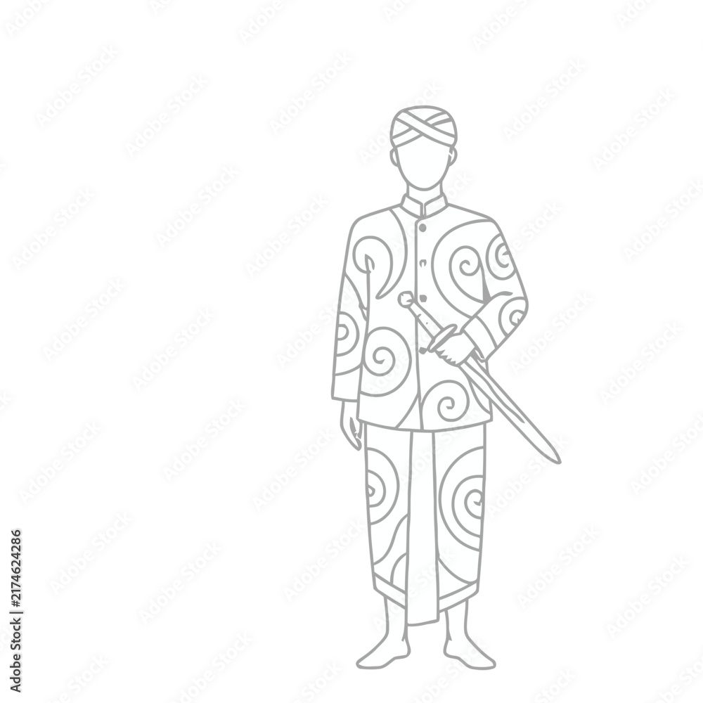 Obraz premium Man in Traditional Clothing Holding a Sword
