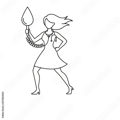 Woman with Stethoscope and Medical Device