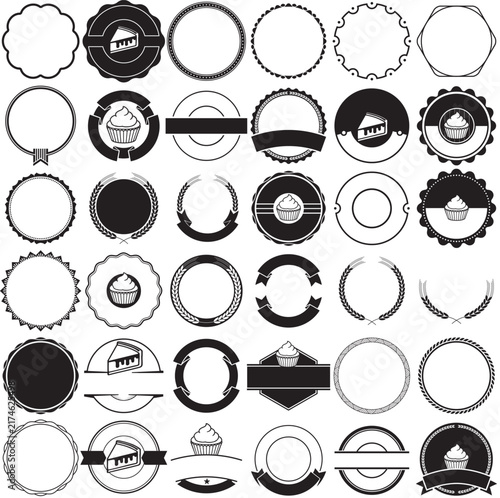 Collection of bakery border frames. Ideal for decorative bakery vintage label designs.